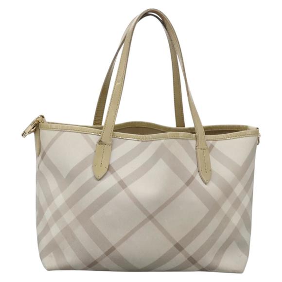BURBERRY Nova Check Tote Bag PVC Beige Auth ti2855 - Picture 3 of 16